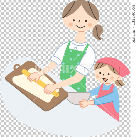 Mother cooking with girl 132240058