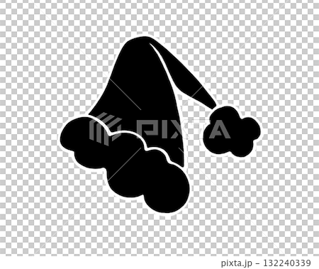 サンタ帽のシンプルな白黒イラスト（白フチあり） 132240339