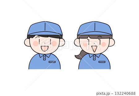 作業服の男女2人 132240688