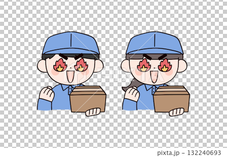 Two highly motivated delivery men and women Two highly motivated delivery men and women 132240693