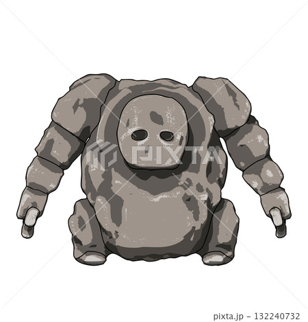Stone Rock Giant Golem Fantasy Big Creature. Vector illustration. 132240732