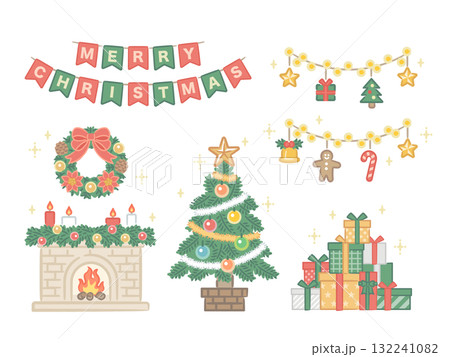 クリスマスのイラスト素材セット クリスマスのイラスト素材セット 132241082