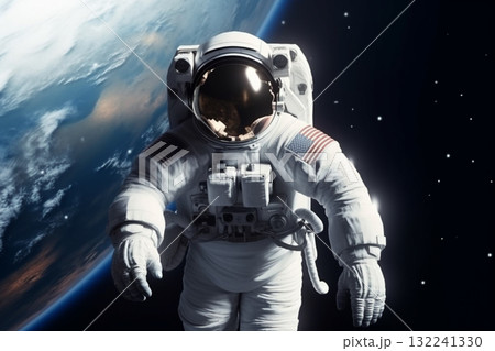 Astronaut floating in space in background of Earth. Generative AI Astronaut floating in space in background of Earth. Generative AI 132241330