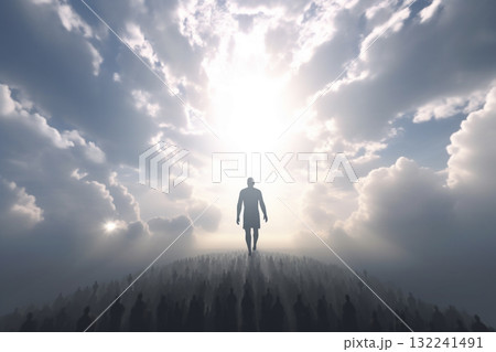 Stairs to heaven and human soul going to heaven visualization. Generative AI Stairs to heaven and human soul going to heaven visualization. Generative AI 132241491