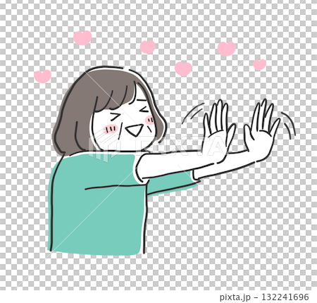 一位老婦人高興地向她的偶像揮手的插圖素材 132241696