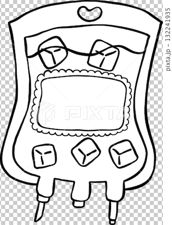 Girly Matcha Outline Doodle Hand Drawn, Illustration of an Iced Drink in a Blood Bag 132241935