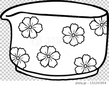 Girly Matcha Floral Jug Illustration in Black and White Outline Doodle Hand Drawn Girly Matcha Floral Jug Illustration in Black and White Outline Doodle Hand Drawn 132241954