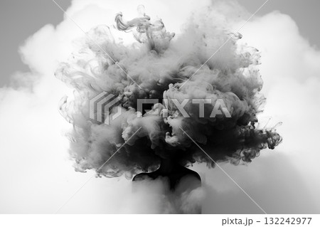 Ethereal Smoke Clouds Over Silhouette 132242977