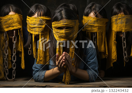 Conceptual Image of Captivity and Blindness 132243432