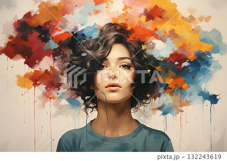 Colorful Abstract Art Portrait 132243619