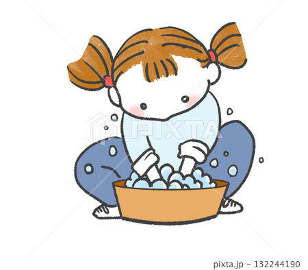 手洗いする女の子 手洗いする女の子 132244190