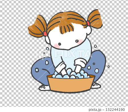 手洗いする女の子 手洗いする女の子 132244190