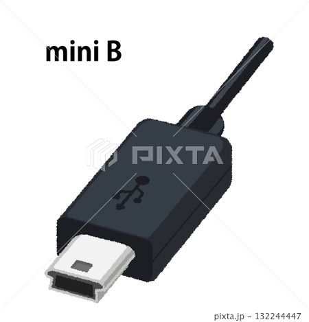 USBケーブル（mini B）のイラスト 132244447