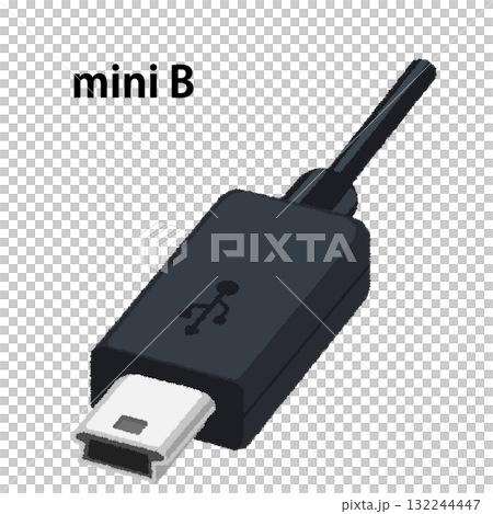 USBケーブル（mini B）のイラスト 132244447