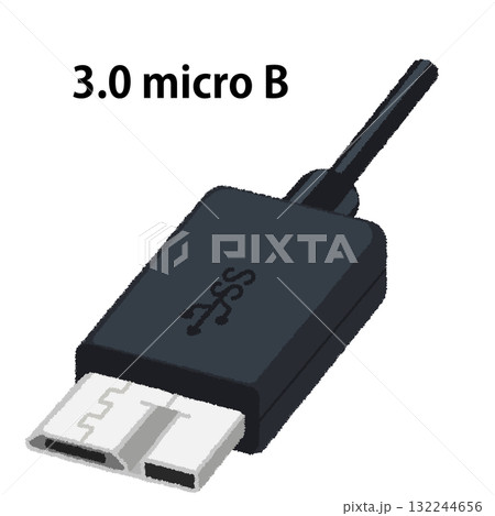 USBケーブル(3.0 micro B)のイラスト USBケーブル(3.0 micro B)のイラスト 132244656