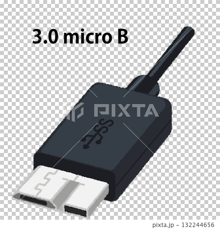 USBケーブル(3.0 micro B)のイラスト USBケーブル(3.0 micro B)のイラスト 132244656