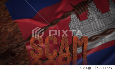 The Scam and Cambodia flag  for Background 3d Rendering. 132245725