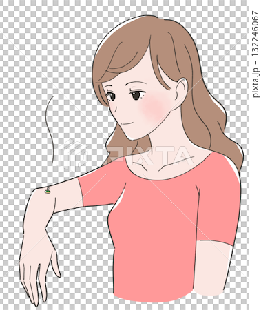 腕にお灸をする女性のイラスト 腕にお灸をする女性のイラスト 132246067