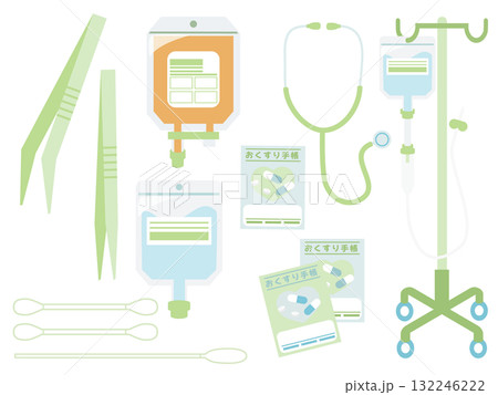 病院や診察シーンで使えるかわいいイラストセット 病院や診察シーンで使えるかわいいイラストセット 132246222