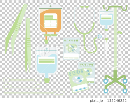 病院や診察シーンで使えるかわいいイラストセット 病院や診察シーンで使えるかわいいイラストセット 132246222