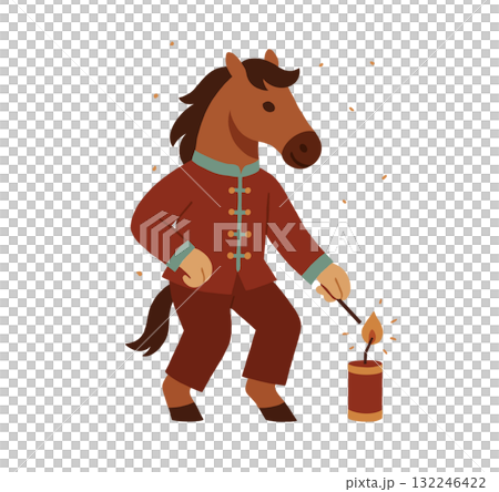 Lunar New Year Horse and Firecrackers 132246422