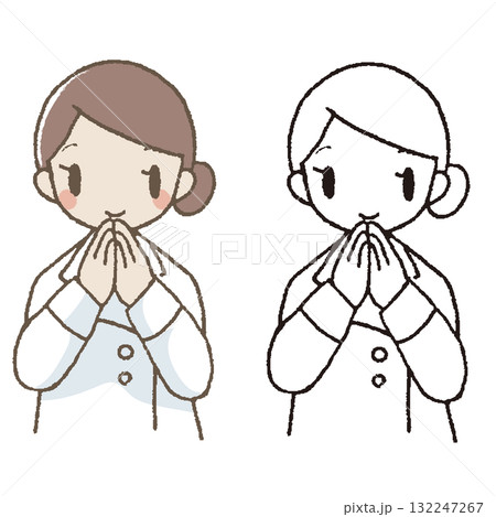 手描きの管理栄養士/手合わせ/おすまし 手描きの管理栄養士/手合わせ/おすまし 132247267