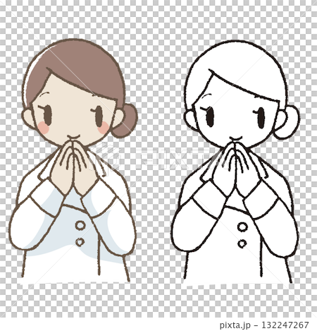 手描きの管理栄養士/手合わせ/おすまし 手描きの管理栄養士/手合わせ/おすまし 132247267