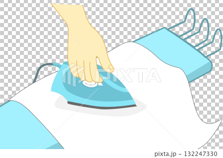 Hand ironing clothes on an ironing board Hand ironing clothes on an ironing board 132247330
