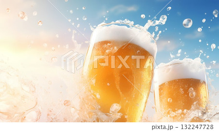グラスに注がれた生ビール 132247728