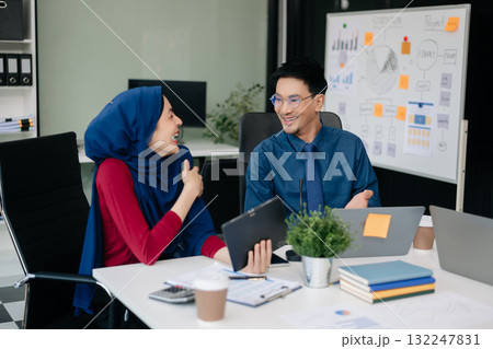 Group of Asian business meeting in planning design in creative business discussing work in the office 132247831
