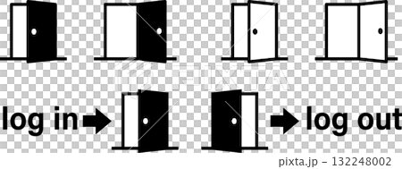 打開門剪影圖示入口登入登出 132248002