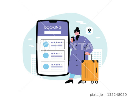 予約サイトでホテルを予約する女性 132248020