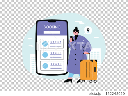 予約サイトでホテルを予約する女性 132248020