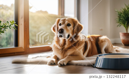 お座りする犬 132248117