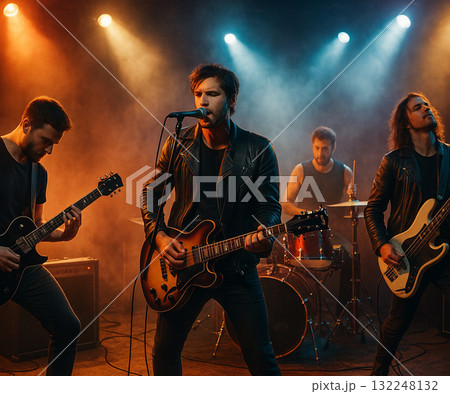 スモークと照明に包まれたロックライブの瞬間 132248132