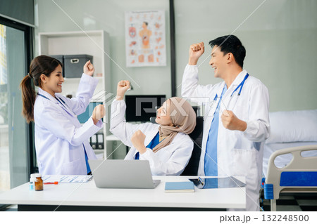 Medical professionals in modern clinic, discussing treatment and prescriptions. Healthcare, teamwork, consultation, diagnosis, and therapy and people team Medical professionals in modern clinic, discussing treatment and prescriptions. Healthcare, teamwork, consultation, diagnosis, and therapy and people team 132248500
