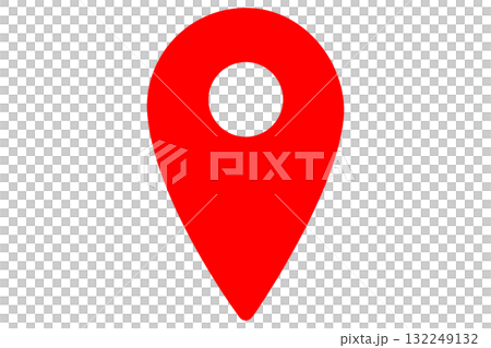 シンプルなレッドのマップピン　背景透過 132249132
