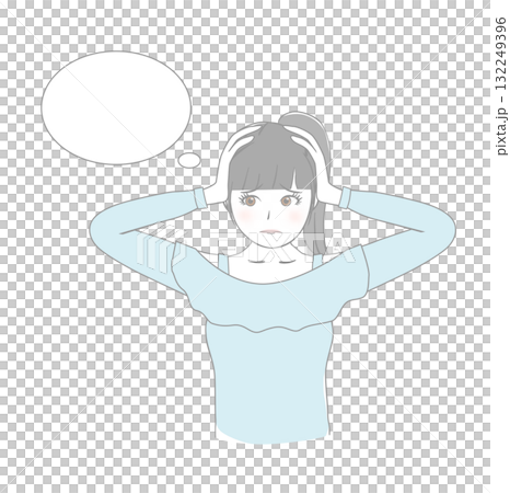 Girl holding a head Girl holding a head 132249396