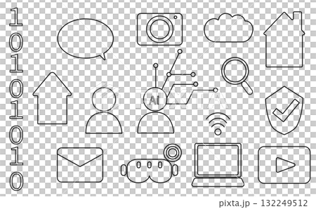 人工智慧和數位簡單圖示集 132249512