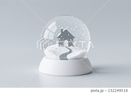 スノードーム　小さな家　小道　AI 132249518