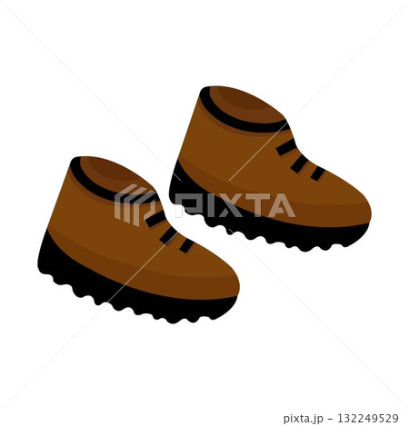 Illustration of brown hiking boots Illustration of brown hiking boots 132249529
