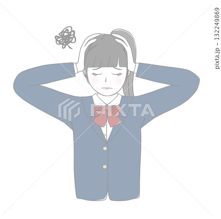 頭を抱える女の子 頭を抱える女の子 132249869