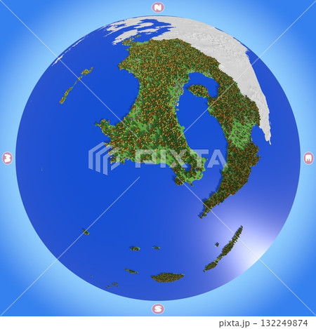 標高・森林・住宅地をかわいく再現した、鹿児島県のプラネット風地図 標高・森林・住宅地をかわいく再現した、鹿児島県のプラネット風地図 132249874