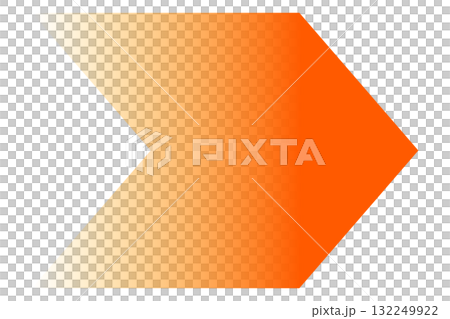 オレンジのグラデーション矢印　背景透過 132249922