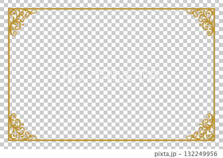 典雅的金色裝飾框/橫框向量素材 132249956