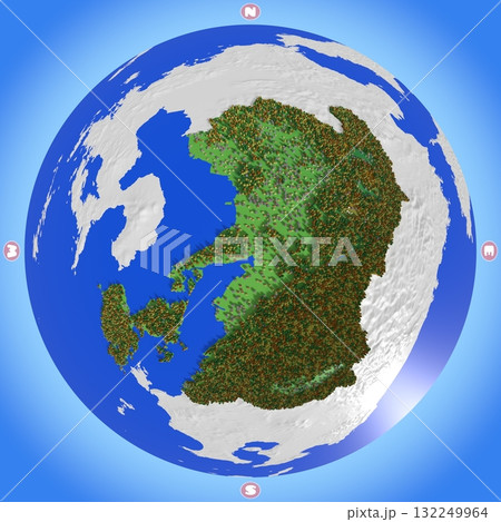 標高・森林・住宅地をかわいく再現した、熊本県のプラネット風地図 132249964