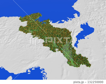標高・森林・住宅地をかわいく再現した京都府地図 標高・森林・住宅地をかわいく再現した京都府地図 132250000