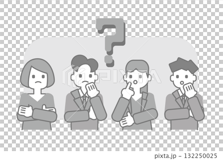 商務人士團隊思考的單色插圖 132250025