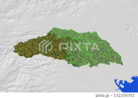 標高・森林・住宅地をかわいく再現した埼玉県地図 標高・森林・住宅地をかわいく再現した埼玉県地図 132250701