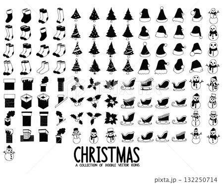 Christmas Related Doodle vector icon set. Drawing sketch illustration hand drawn line eps10 Christmas Related Doodle vector icon set. Drawing sketch illustration hand drawn line eps10 132250714